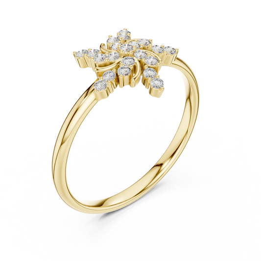 Floral Cluster Round Cut Lab Diamond Statement Ring