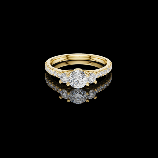 Pave Setting Round Cut Moissanite Diamond Engagement Ring