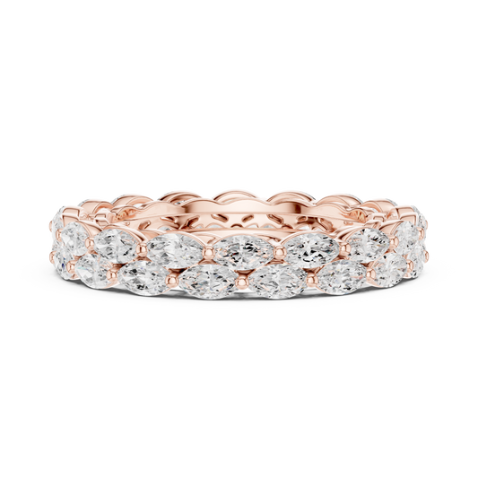 Marquise Cut Scalloped Lab Grown Diamond Eternity Wedding Band