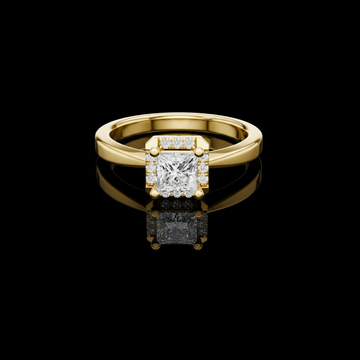 0.50 CT Modern Lab Grown Ring Featuring a Princess Cut Center Diamond with a Sparkling Halo Type Setting