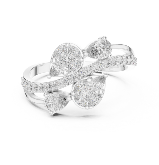 Pear Cut Lab Diamond Bypass Cluster Statement Ring