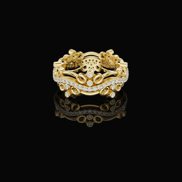 Openwork Round Cut Lab Grown Diamond Architectural Eternity Band Ring