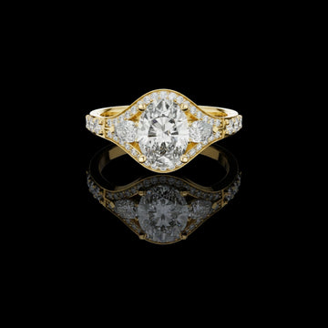 Oval Cut Lab Grown Diamond Three Stone Split Shank Ring