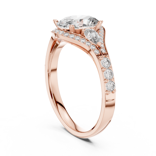 Oval Cut Moissanite Diamond Three Stone Split Shank Ring
