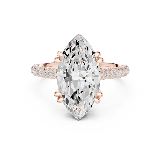 Dual Prong Marquise Cut Moissanite Diamond Engagement Ring