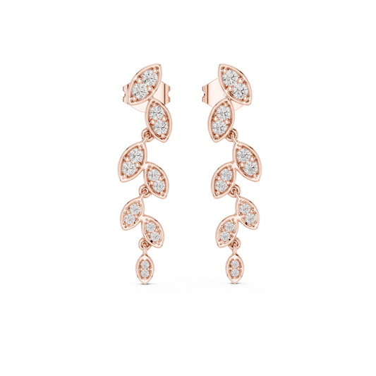 Abstract Crescent Ribbon Round Brilliant Cut Moissanite Diamond Stud Earrings Modernist Design