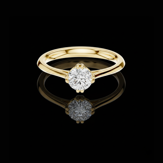 0.5 TCW Classic Round Solitaire Moissanite Diamond Timeless Brilliant Cut Engagement Ring for Her