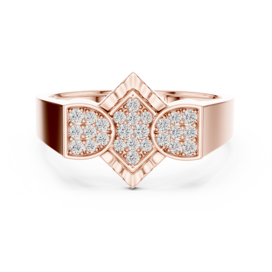 Round Cut Moissanite Diamond Men's Modern Three Cluster Statement Ring