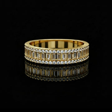 0.41 CT Triple Row Baguette Lab Grown Diamond Band Luxurious Eternity Statement Ring Band For Someone