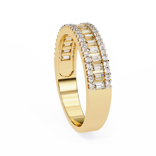 Triple Row Baguette And Round Lab Grown Full Eternity Band