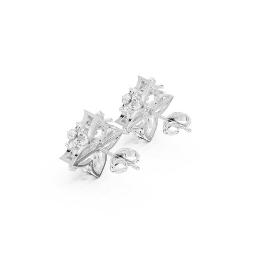 Architectural Wings Princess Shape Lab Diamond Stud Earrings For Women