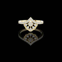 Chevron Ring with Pave Round Brilliant Moissanite Diamonds