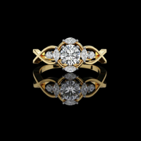 Round Cut Infinity Twisted Band Ring With Moissanite Marquise Diamond