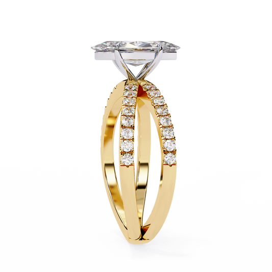 Split Shank Pave Marquise Cut Moissanite Diamond Engagement Ring
