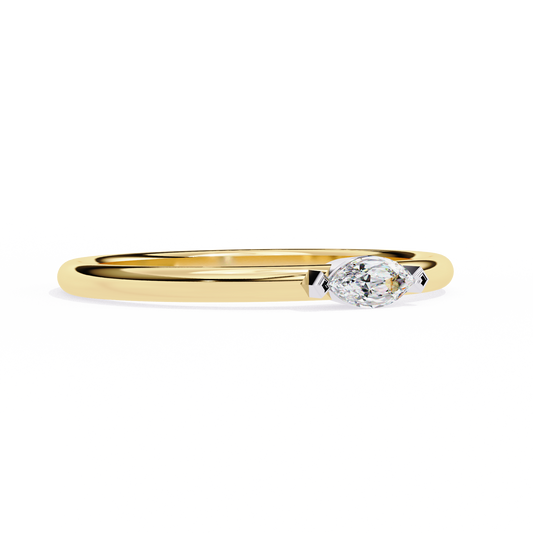 East West Marquise Cut Lab Diamond Minimalist Engagement Ring