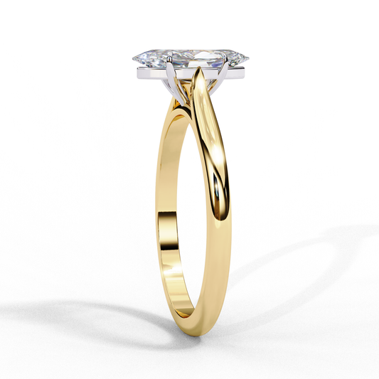 Marquise Cut Moissanite Diamond Solitaire Engagement Ring With Four Prong