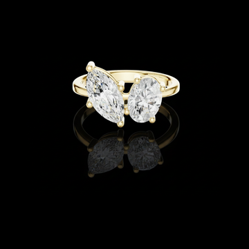 2.03 TCW Artfully Crafted Moissanite Two Stone Ring Featuring Marquise and Oval Cut Diamonds