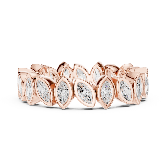 Bezel Set Marquise Cut Lab Grown Diamond Leaf Eternity Band