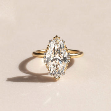 2.00 CT Sovereign Marquise Cut Moissanite Diamond Halo Ring with Floating Micro Accents