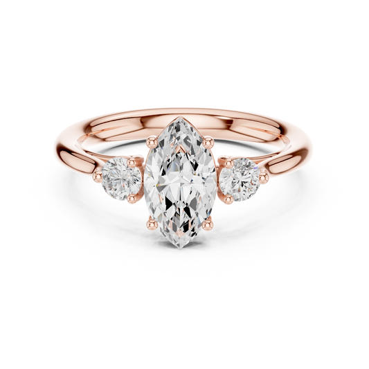 Marquise Cut Lab Diamond Ring with Trillion Sides