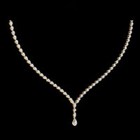 Pear Moissanite Diamond V Drop Tennis Necklace