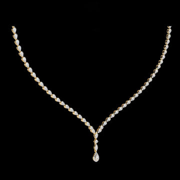 Pear Moissanite Diamond V Drop Tennis Necklace