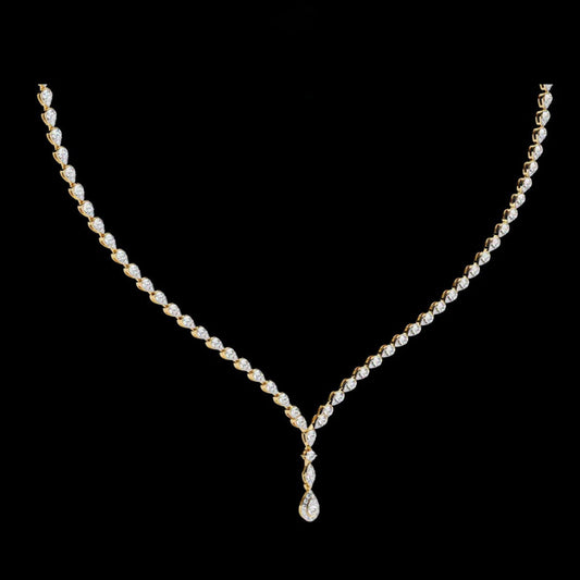 Pear Moissanite Diamond V Drop Tennis Necklace