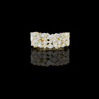 Marquise Cut Floral Cluster Lab Grown Diamond Wide Statement Band Ring