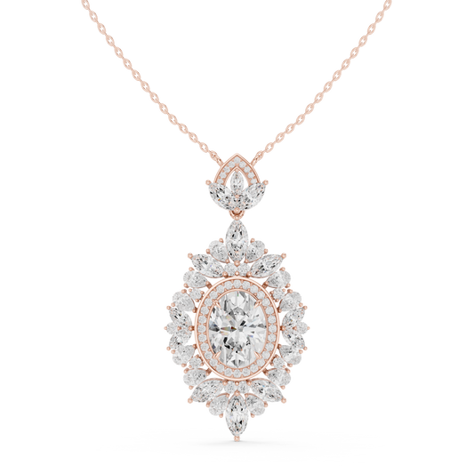 Oval Halo Medallion Pendant with Marquise Lab Diamonds
