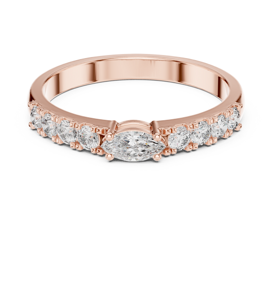Accents Marquise and Round Lab Grown Diamond Ring with Round Diamond