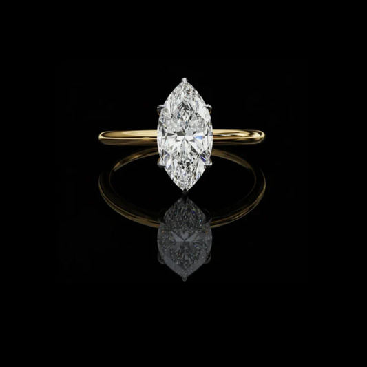 0.82 TCW Minimalist Marquise Cut Moissanite Diamond Engagement Ring For Her