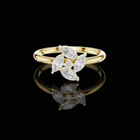 0.01 CT Marquise Moissanite Diamond Cluster Floral Elegant Petal Shaped Statement Ring for Women