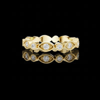 Vintage Marquise Milgrain Round Moissanite Diamond Eternity Band Ring