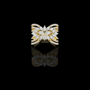 2.01 TCW Luxury Marquise Moissanite Diamond Floral Cluster Multi Row Pave Split Shank Cocktail Ring For Her