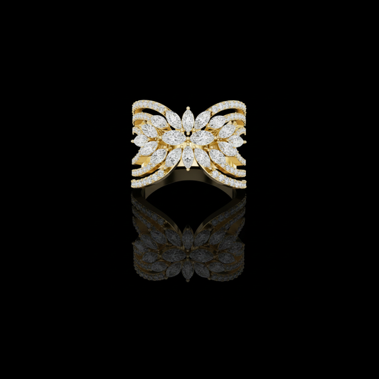 Marquise Cut Lab Grown Diamond Floral Cluster Split Shank Ring