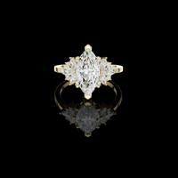 Marquise Cut Cluster Moissanite Diamond Engagement Ring