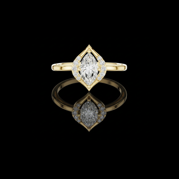 Navette Halo Marquise Cut Moissanite Diamond Engagement Ring
