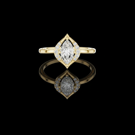 Halo Marquise Cut Moissanite Diamond Engagement Ring