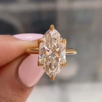 Marquise Cut Moissanite Diamond Cathedral Solitaire Engagement Ring