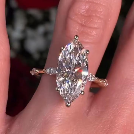 Marquise Cut Lab Grown Minimalist Engagement Ring