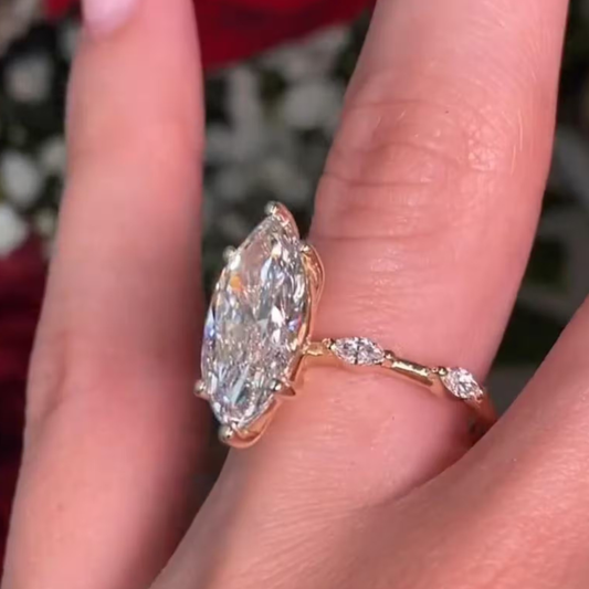 Marquise Cut Lab Grown Minimalist Engagement Ring