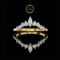 Marquise Cut Tiara Chevron Lab Grown Diamond Wedding Band