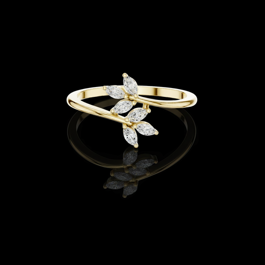 0.13 TCW Timeless Nature Inspired Marquise Cut Moissanite Diamond Branch Open Band Ring