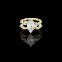 Marquise Cut Moissanite Diamond Split Shank Three Stone Ring