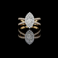 0.82 CT Dazzling Marquise Cut Lab Grown Diamond Halo Ring Dainty Double Band Bridal Jewelry by Ivevar Luxury
