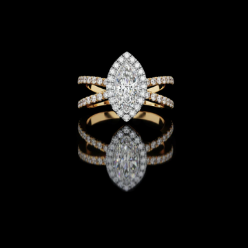 0.82 CT Dazzling Marquise Cut Moissanite Diamond Halo Ring Dainty Double Band Bridal Jewelry by Ivevar Luxury
