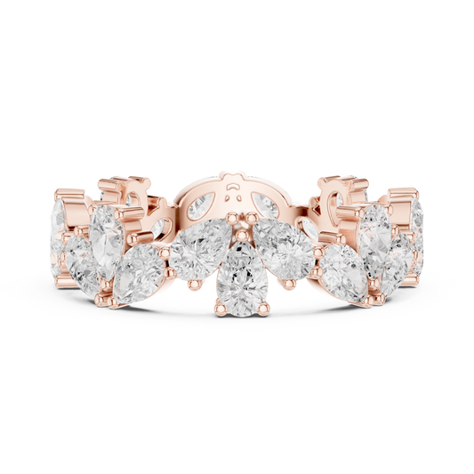 Pear Cut Lab Grown Diamond Floral Eternity Band Ring