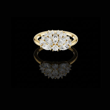 0.08 CT Iconic Marquise Cut Moissanite Diamond Floral Ring By Nature Inspired Statement Fine Jewelry