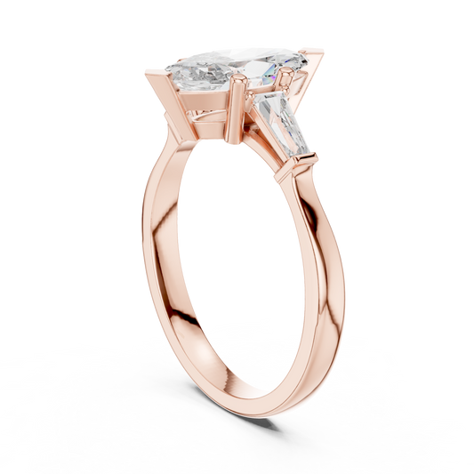 Marquise Moissanite Diamond Wedding Ring With Baguettes