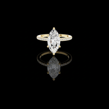 2.00 CT Elegant Marquise Cut Moissanite Diamond Solitaire Ring with Pave Set Gold Band